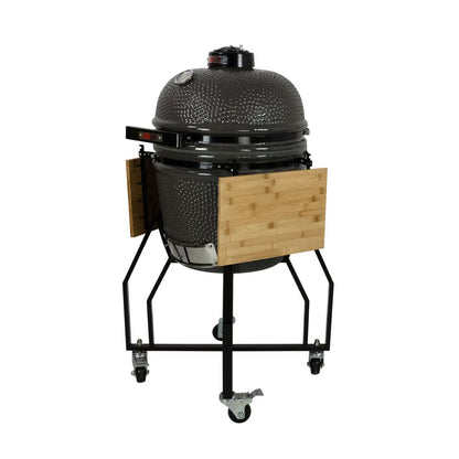 Grill Guru 18" (46Cm) Ceramic Kamado Charcoal Barbecue in Black + Cover