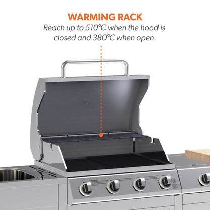 Cabinologist Texas Premium Outdoor Kitchen - 4 Burner Gas BBQ Grill with Side Burner - Stainless Steel
