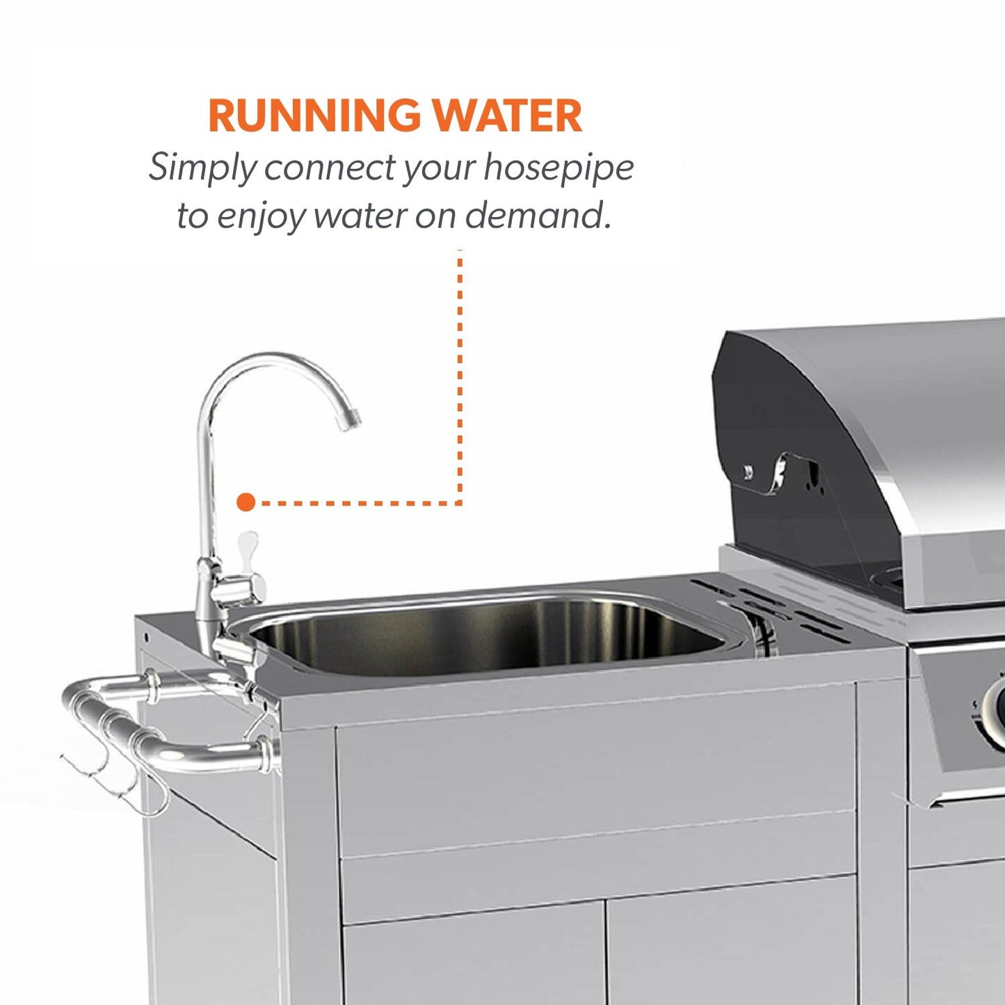 Cabinologist Texas Premium Outdoor Kitchen - 4 Burner Gas BBQ Grill with Side Burner - Stainless Steel