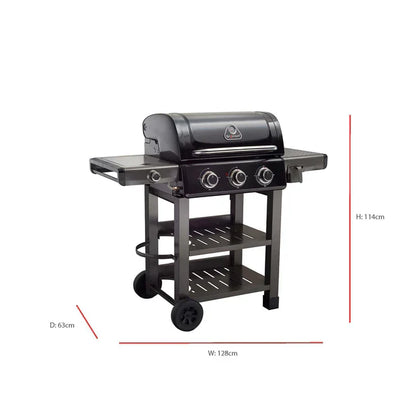 Grillstream Carbon 3 Burner Hybrid Gas BBQ
